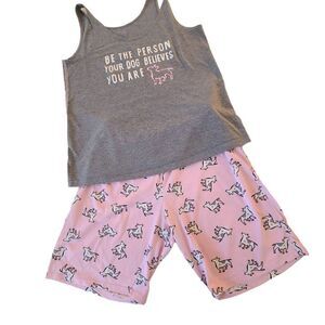 HUE Womens Cotton Blend Tank & Shorts Pajama Set Medium